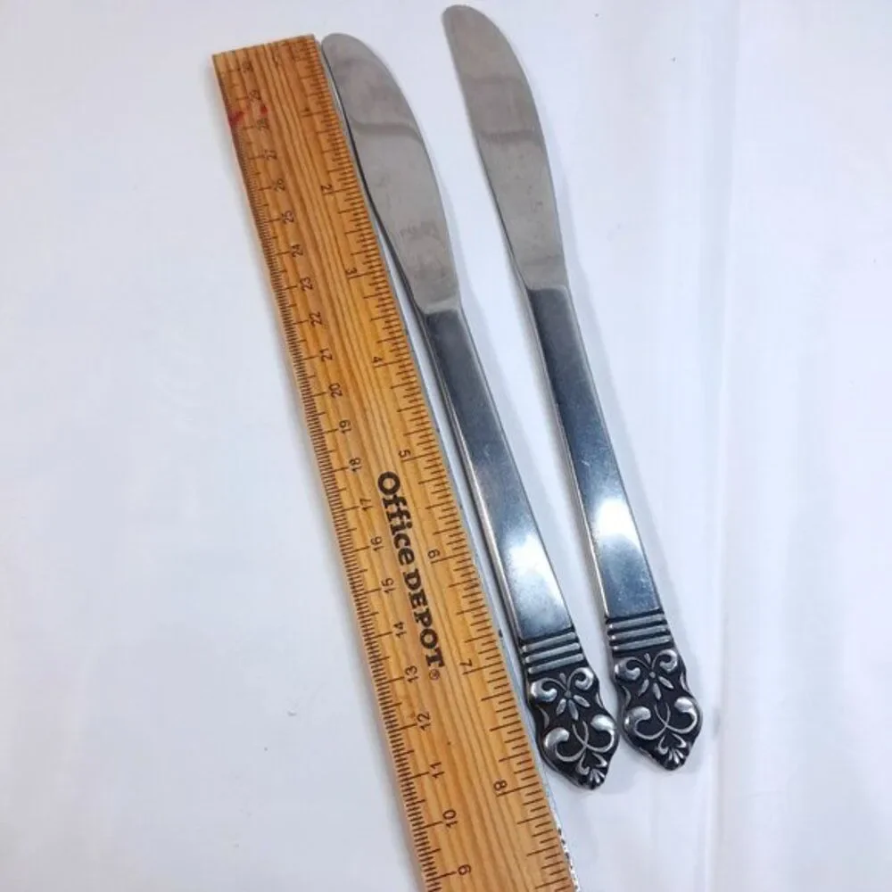 Cambridge Stainless Steel CBS1‎ Knife Dinner butter set 2 scroll fleur de lis